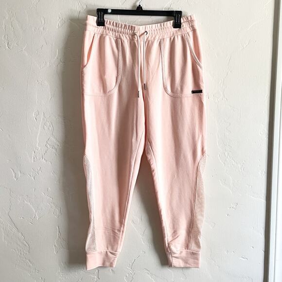 Nine West Active Size Medium Sweatpants - Joggers Pink Pockets Mesh Athleisure - Picture 1 of 9